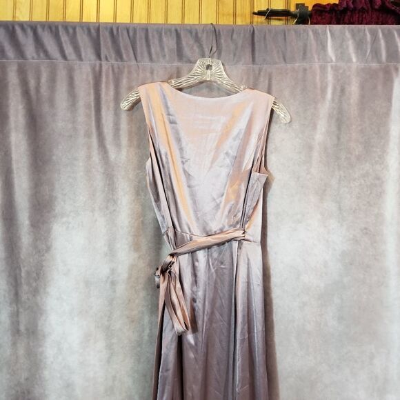 Jenny Packham Sleeveless Stretch Wrap Dress with Sash French Truffle size US6 - Picture 11 of 11